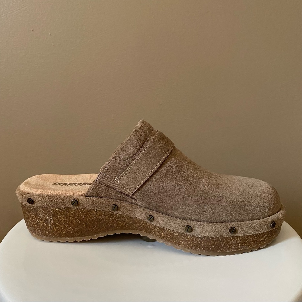 DR. SCHOLL’S SUEDE ORIGINAL FLEX CLOGS COMFORT SOLE MULES BOHO Taupe 8 - Picture 4 of 4